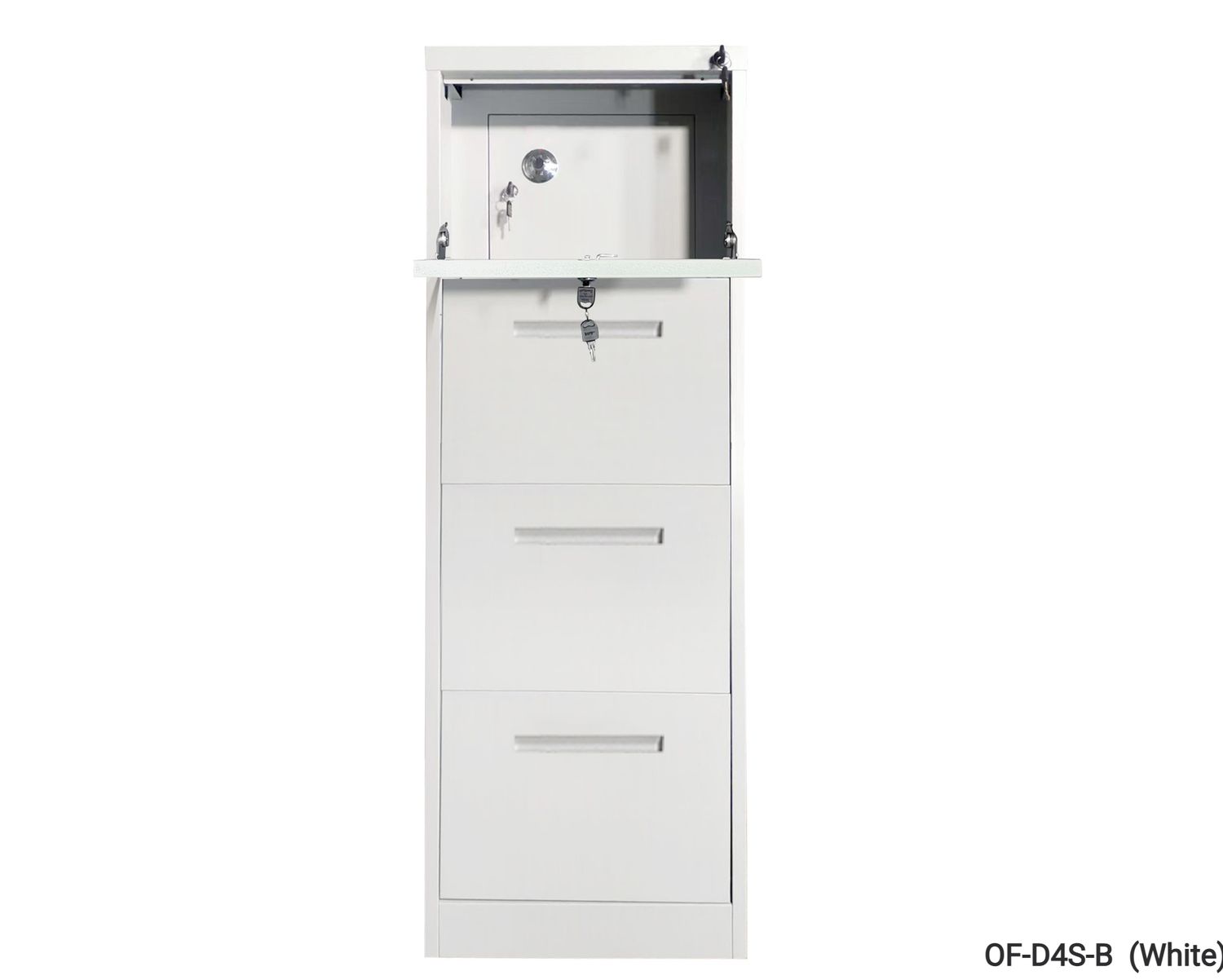 Ofix Vertical 4-Drawer with Safe Vault &amp; Keys Manual-combination keylock Steel Filing Cabinet (White, Black), Model No.:: OF-D4S-W (White)