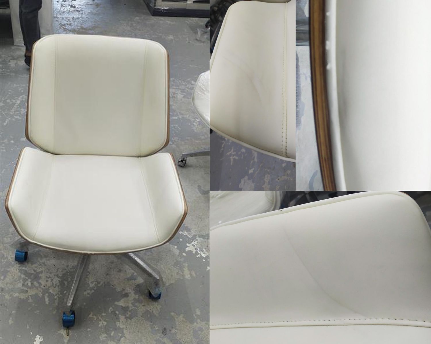 (Sale) Ofix Premium H5 Bentwood Walnut Office Chair (White-Stains &amp; Scratches, Black-Leather White Spots), Color Option:: 100625AU-B  Premium H5 White Walnut (Leather Discolorations/Torn &amp; Backrest Scratches) (SALE)