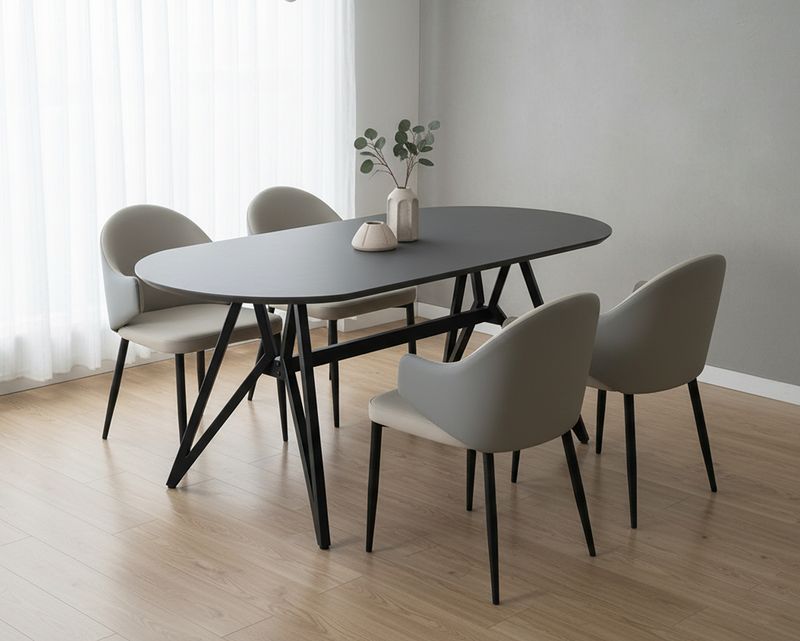 Ofix Severna Dining Table + 4Pcs Dining Chair (Shoda Dining Chair) (180*80)