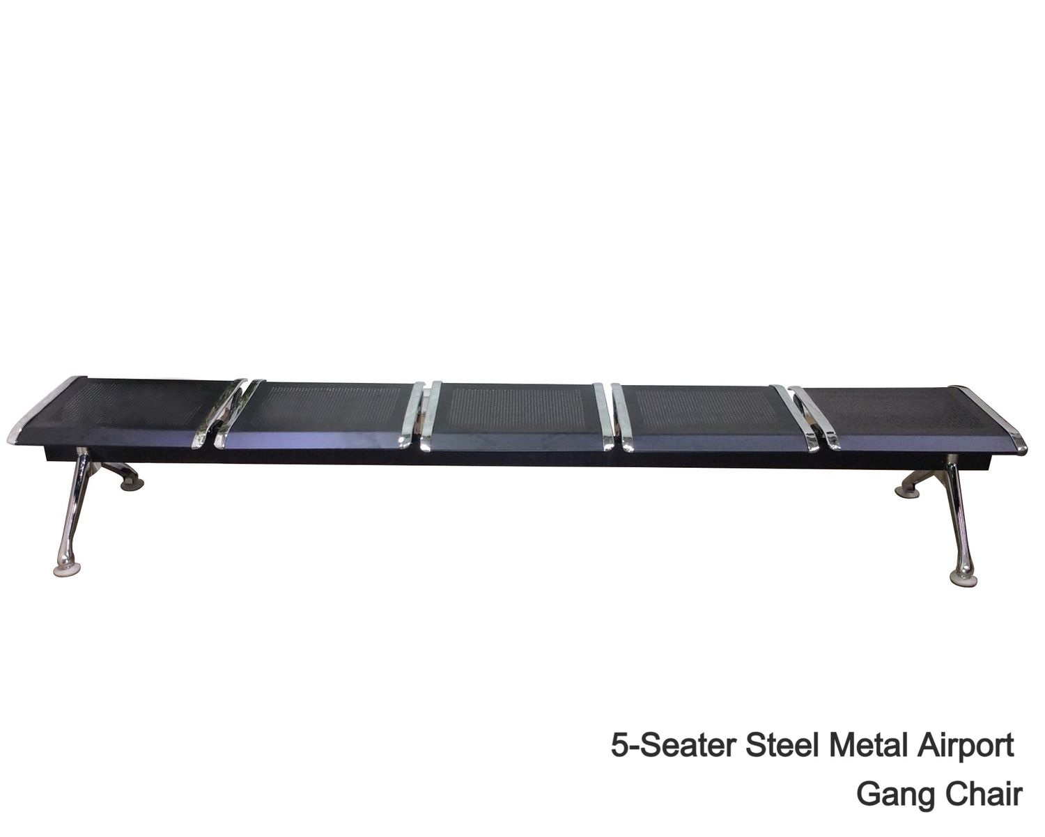 Ofix 5-Seater Steel Metal Airport Gang Chair (Without Backrest) (Black), Model: 5-Seater Airport Gang Chair without Backrest (Black) W9605/T05