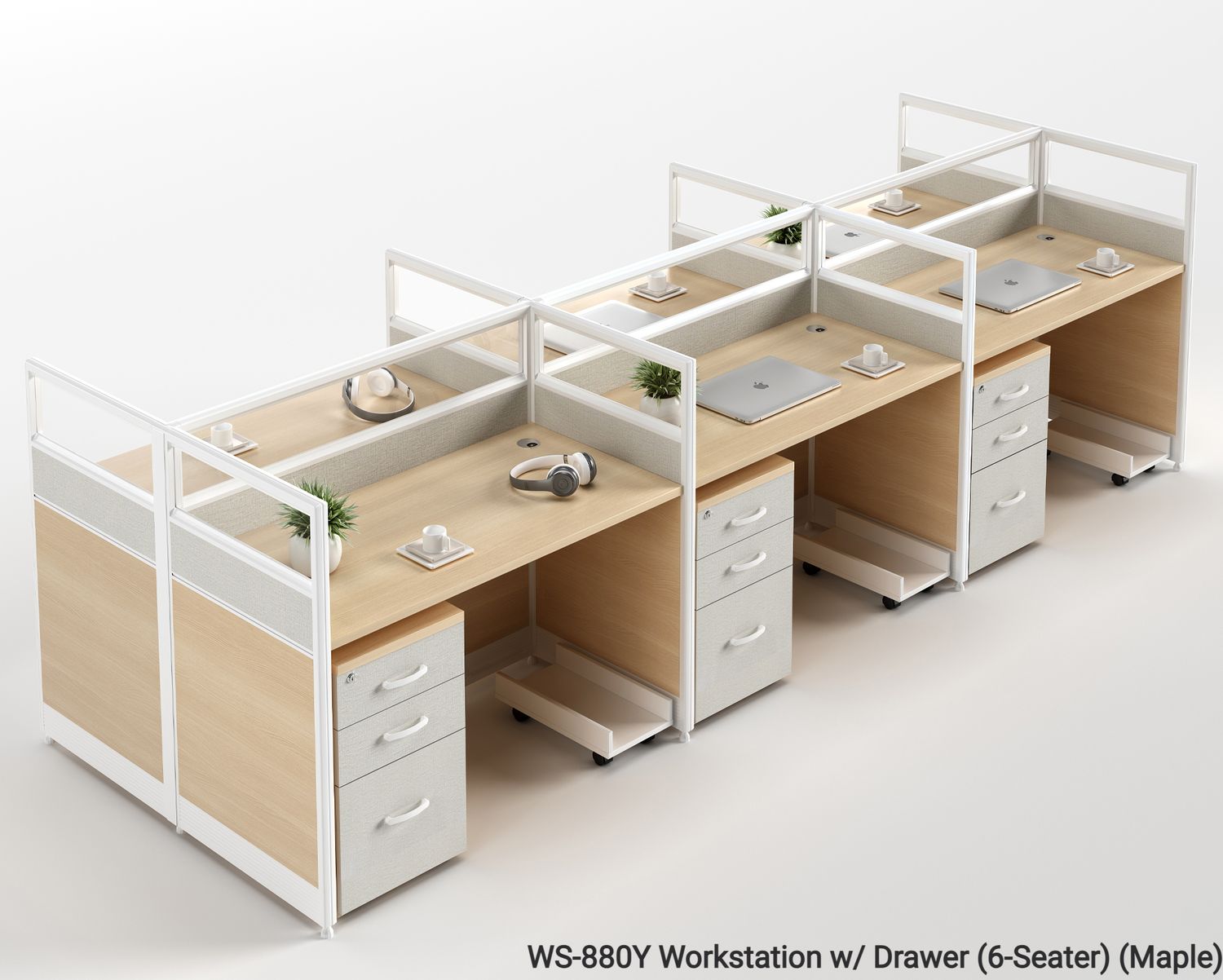 Ofix WS-880 6-Seater Workstation Partition Cubicle w/ Drawer (Maple) Ofix WS-880 6-Seater Workstation Partition Cubicle w/ Drawer (Maple), Model: WS-880Y Workstation w/ Drawer (6-Seater) (Maple)  (SOLD OUT, PRE-ORDER FOR EARLY NOVEMBER)