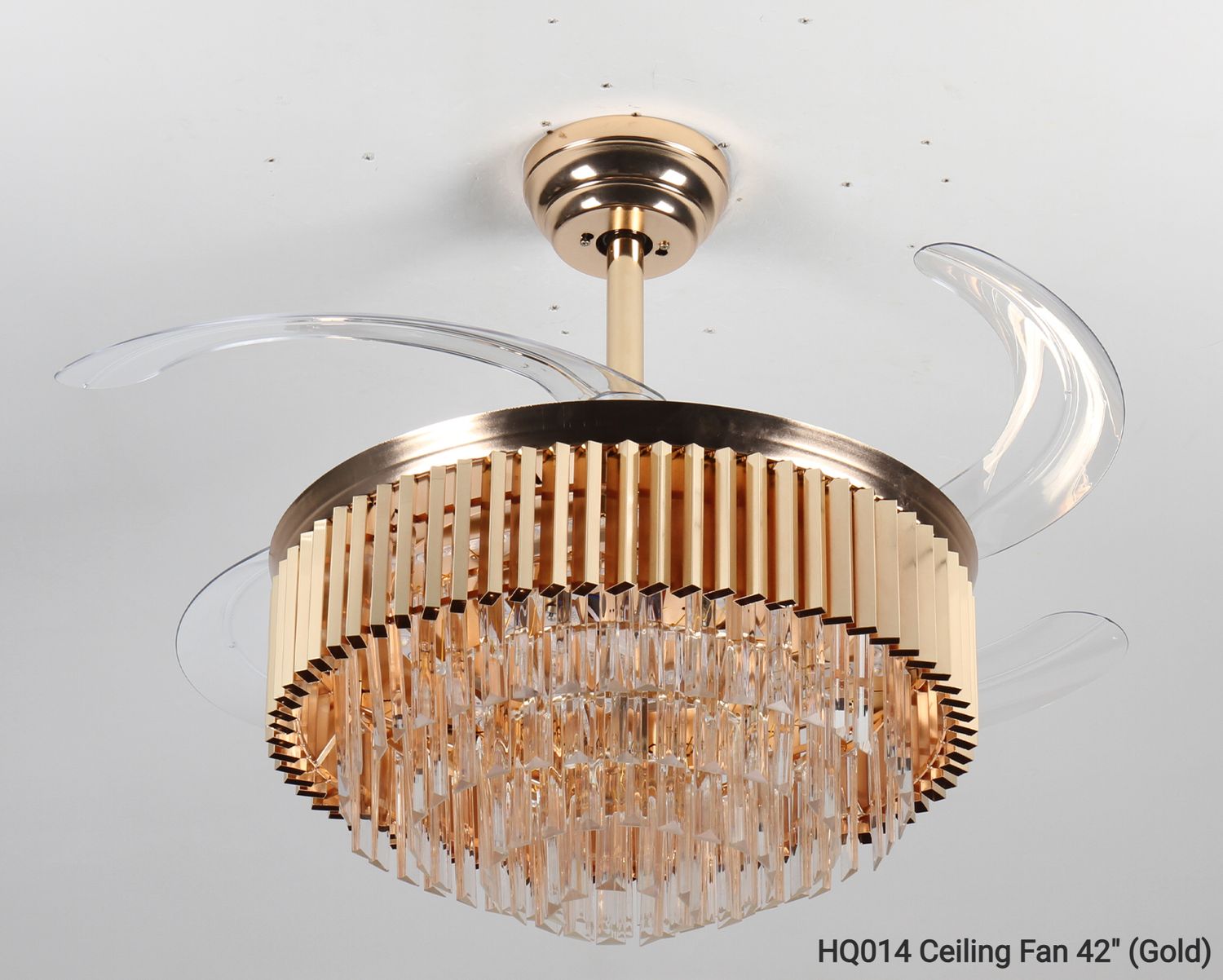 MYKE Ceiling Fan/ Chandelier (42") (Gold) (2 yrs Warranty) MYKE Ceiling Fan/ Chandelier (42") (Gold) (2 yrs Warranty), Model/ Color: HQ014 Ceiling Fan 42" (Gold)