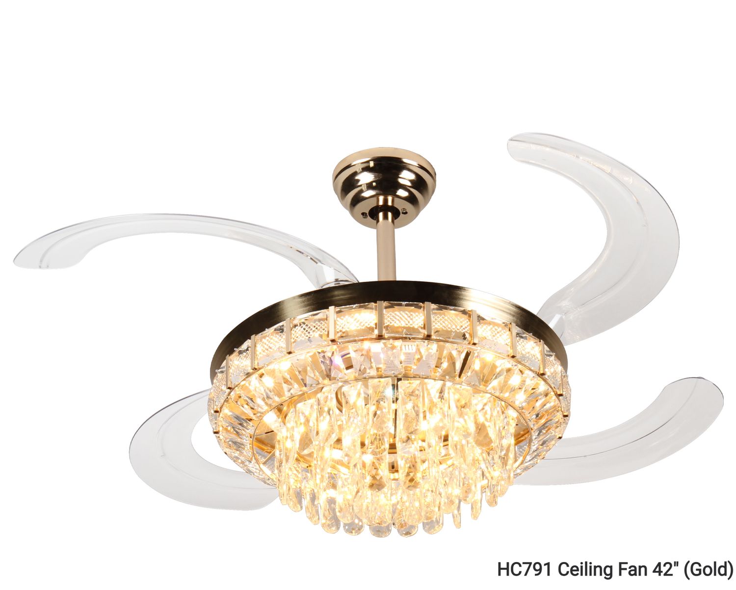 MYKE Ceiling Fan/ Chandelier (42") (Gold) (2 yrs Warranty) MYKE Ceiling Fan/ Chandelier (42") (Gold) (2 yrs Warranty), Model/ Color: HC791 Ceiling Fan 42" (Gold)