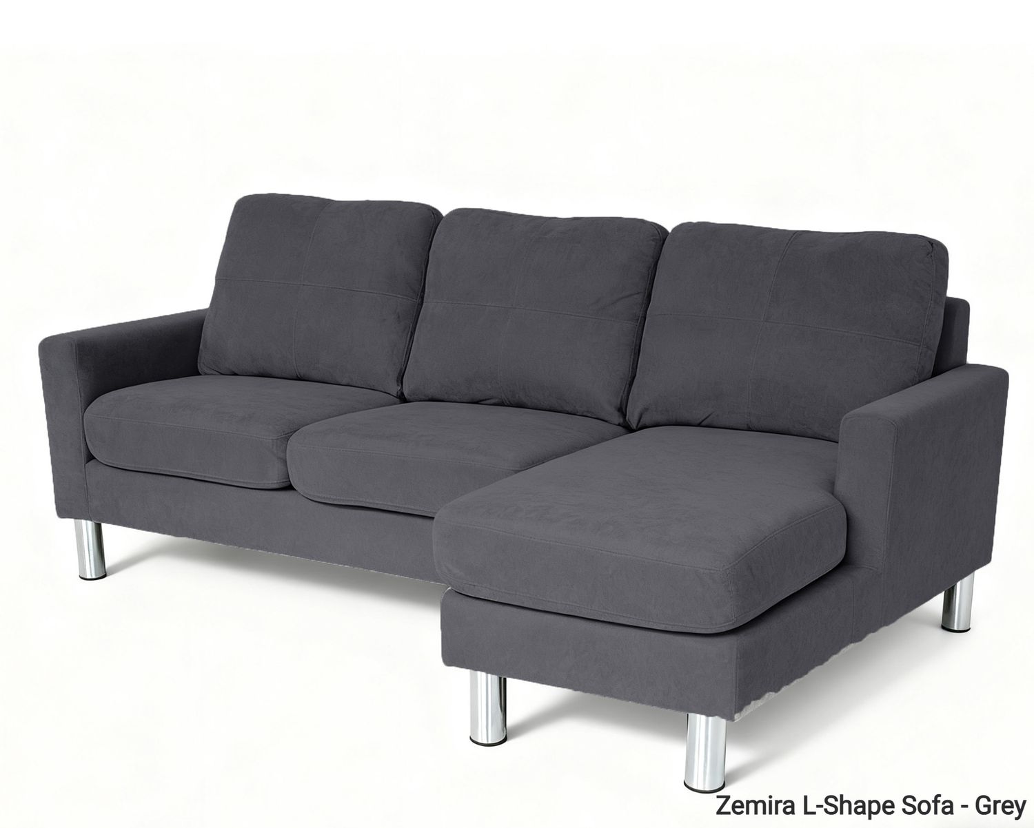 Flotti Zemira L-Shape Sofa Pocket Spring, Reversible Corner (Light Blue, Light Brown, Beige, Navy Blue, Grey, Khaki, Brown), Color:: Zemira L-Shape Sofa - Grey (Best Seller-Limited Stock)