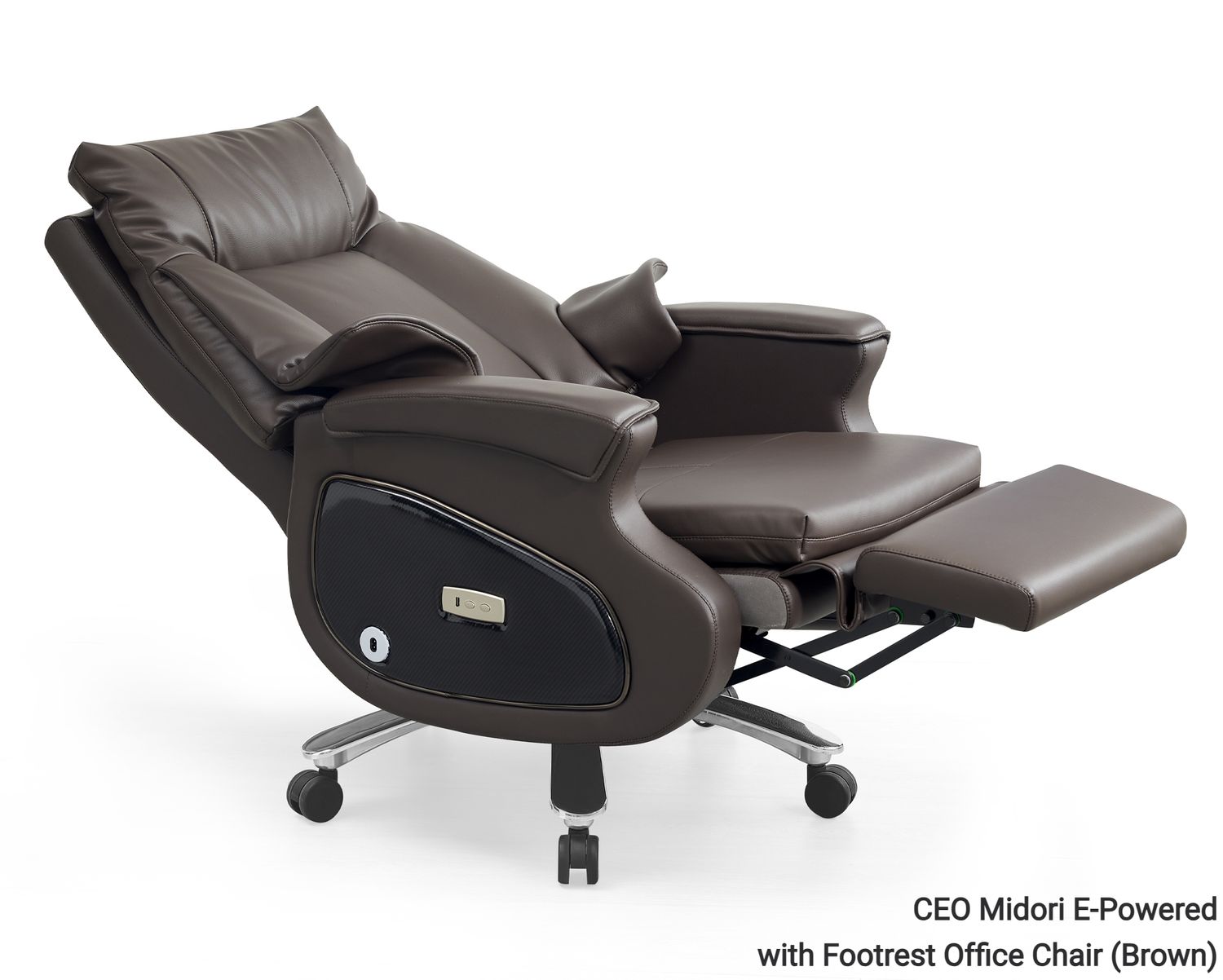 Ofix CEO Midori E-Powered with Footrest High Quality Office Chair Cowhide Leather (Brown), Model &amp; Color: CEO Midori E-Powered with Footrest Office Chair (Brown)