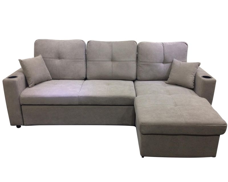 Flotti Logan Reversible/Convertible L-Shape Sofa with Pull-Out Bed and Storage (Black, Brown, Grey, Beige)