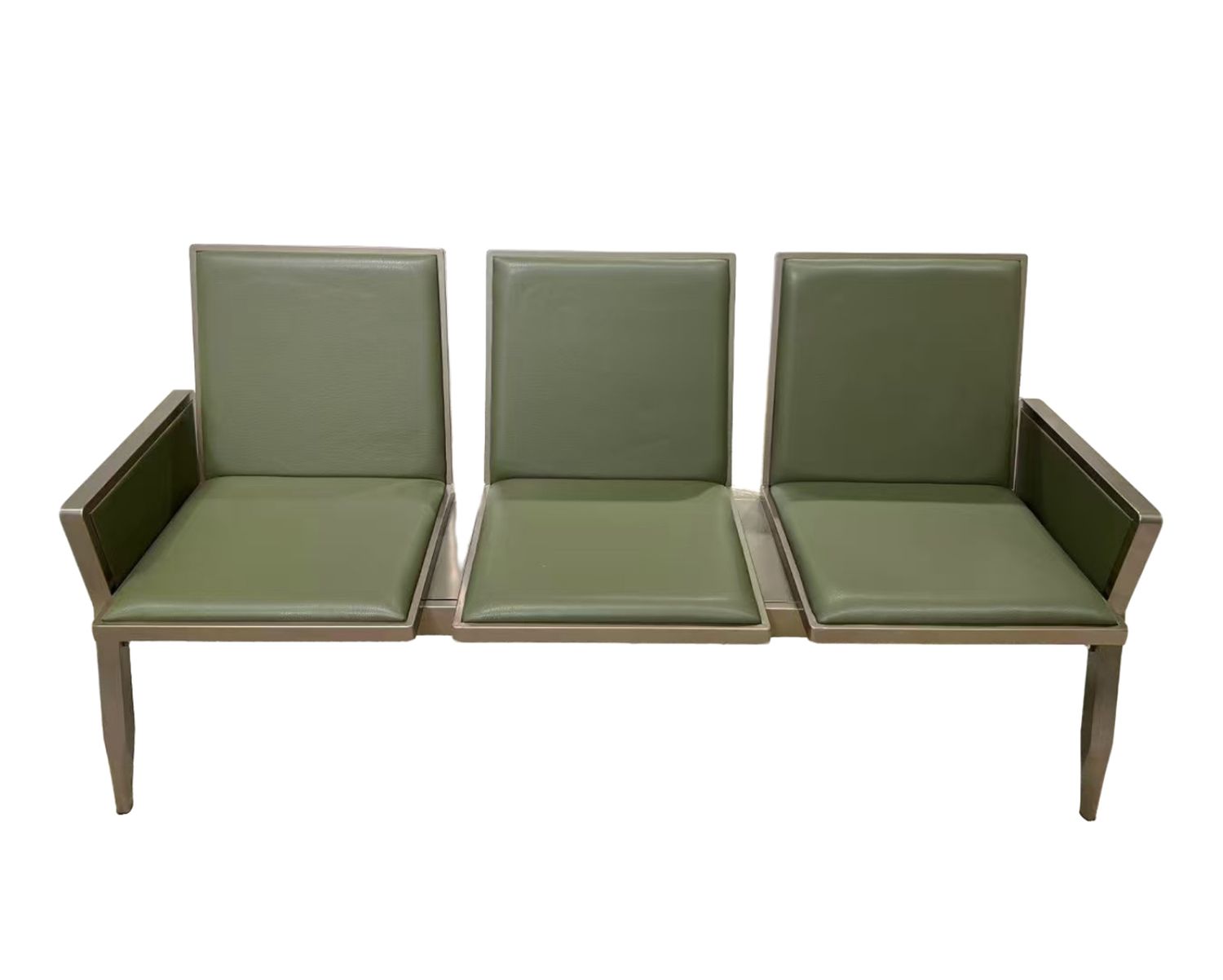 OFIX 3-Seater PU Steel Airport Gang Chair (Green, Black, Brown)