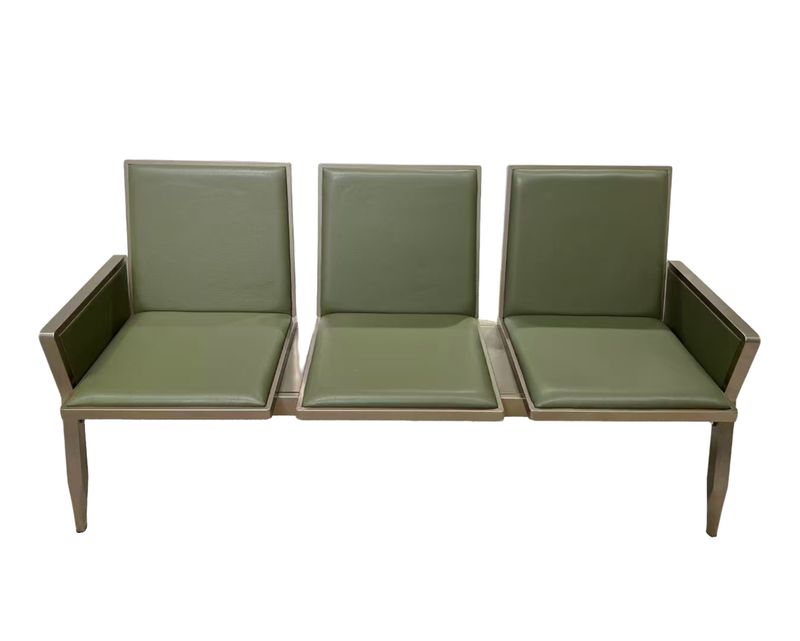 OFIX 3-Seater PU Steel Airport Gang Chair (Green, Black, Brown)