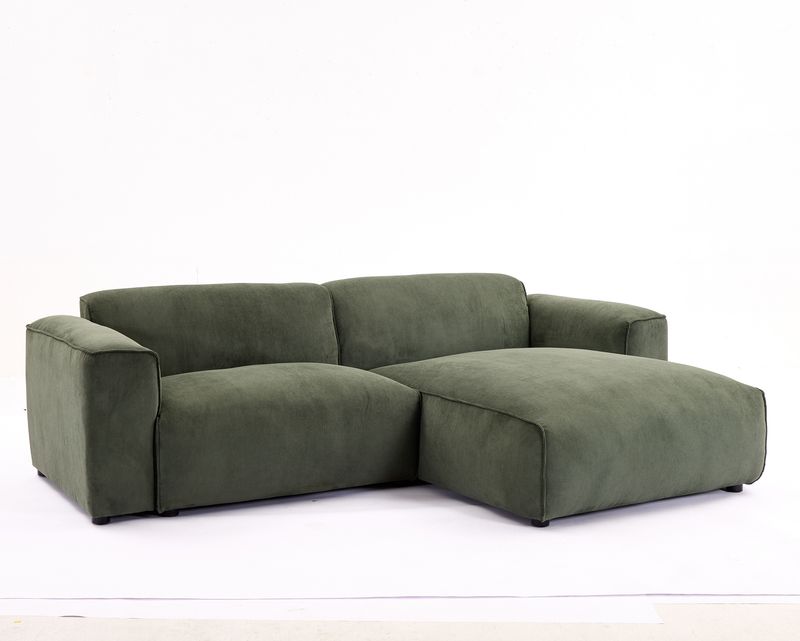 Flotti Silvia PU Polyester/ Fabric L-shape Premium Sofa (Golden Brown, Beige, Green)