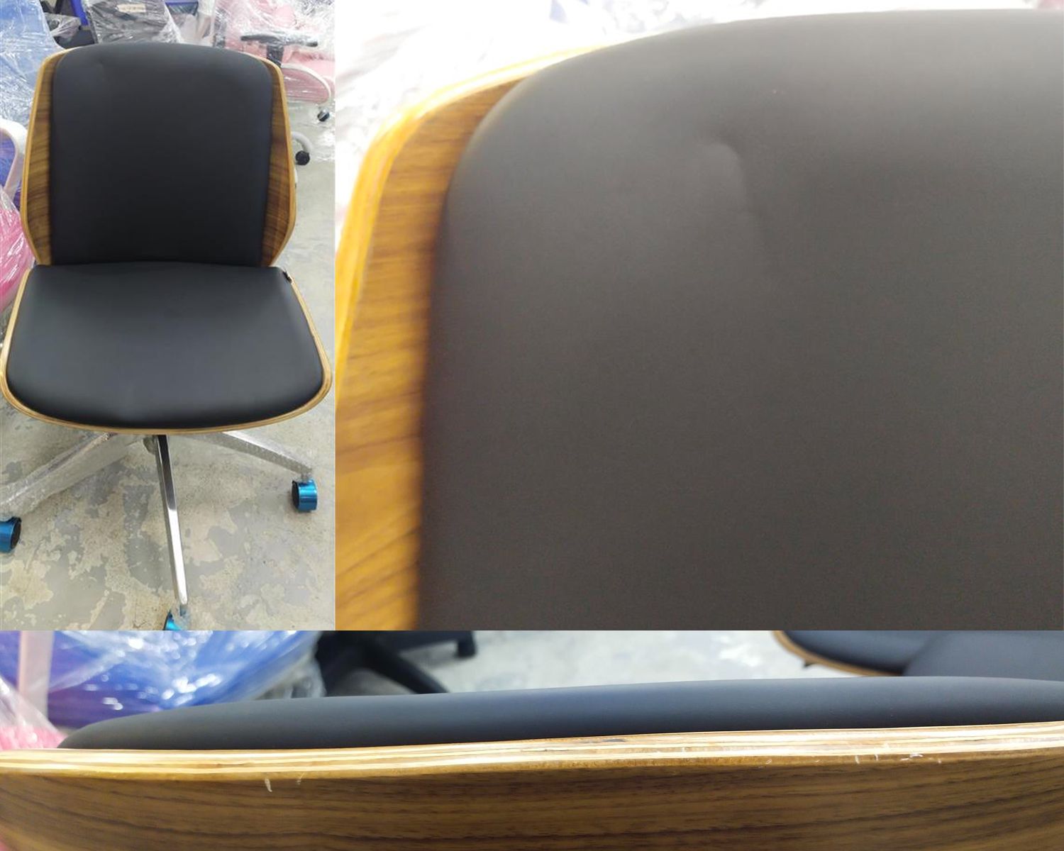 (Sale) Ofix Premium H3 Bentwood Walnut Office Chair (White, Black) (Backrest Dents &amp; Scratches), Color Option:: 112225AU-D Premium-H3 Bentwood Office Chair (Walnut Frame-Black PU Leather) (Dents/Torn/Scratches) (SALE)