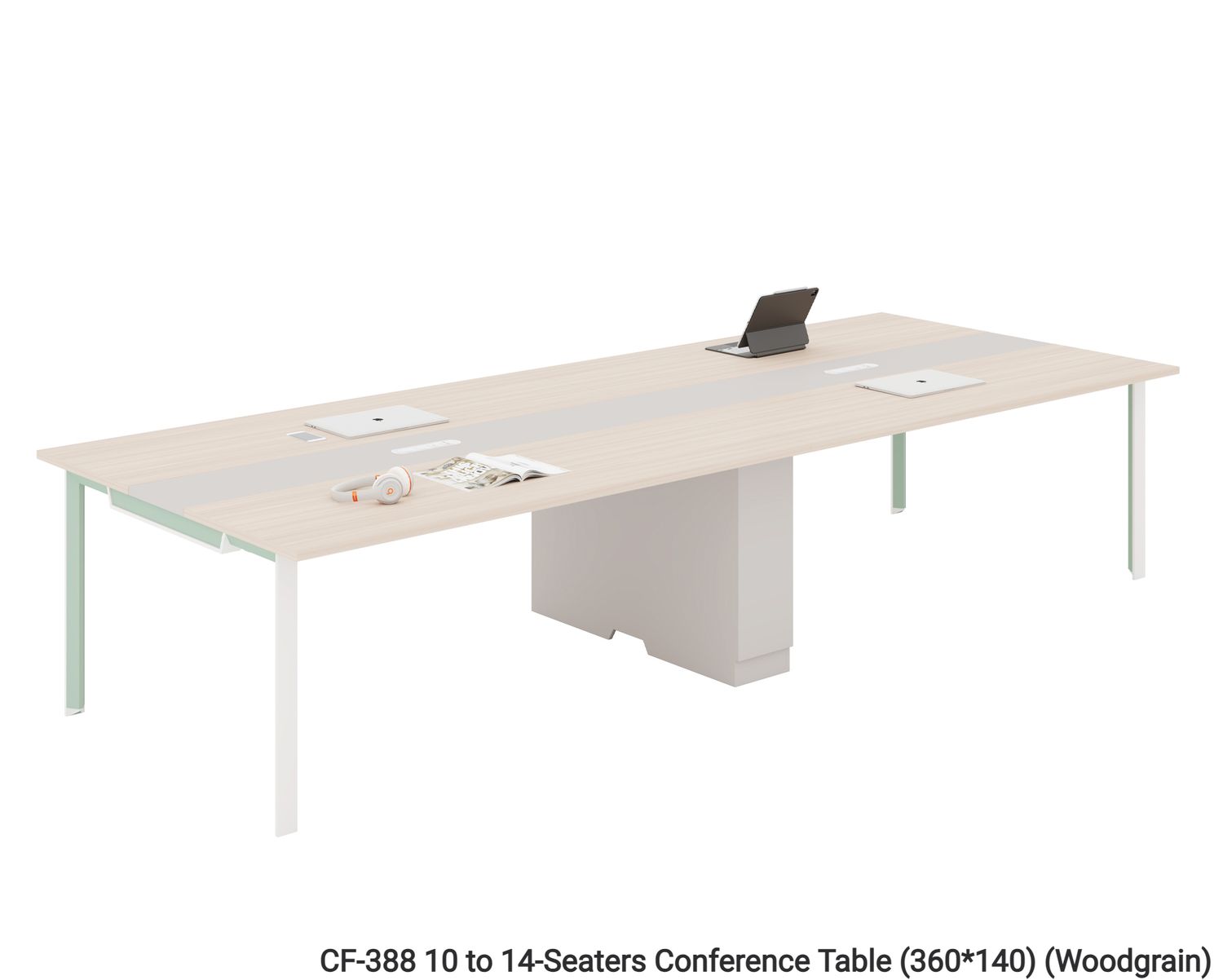 Ofix CF-388 10 to 14-Seaters Conference Table w/ Small Cabinet (360*140) (Woodgrain), Model no.:: CF-388 10 to 14-Seaters Conference Table (360*140) (Woodgrain)