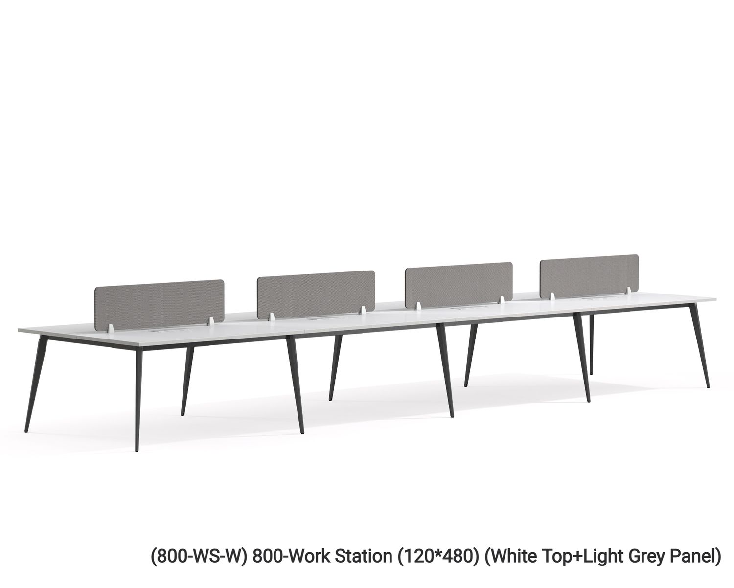 Ofix 800-WS 8 Seaters Workstation Partition (White, Walnut), Model: (800-WS-W) 800-Work Station (120*480) (White Top+Light Grey Panel), Cable Management Add-ons: None