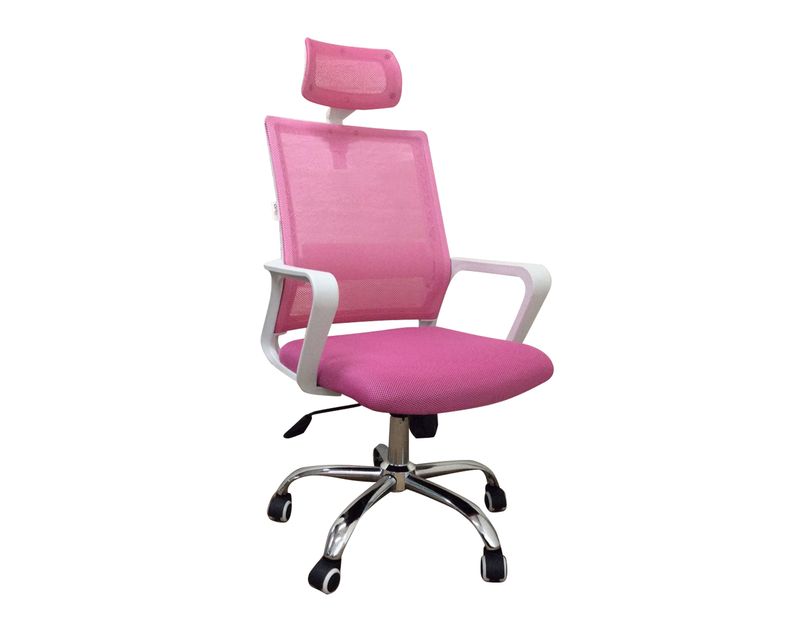 Ofix Deluxe-45 High Back Mesh Chair (All White, White+Pink)