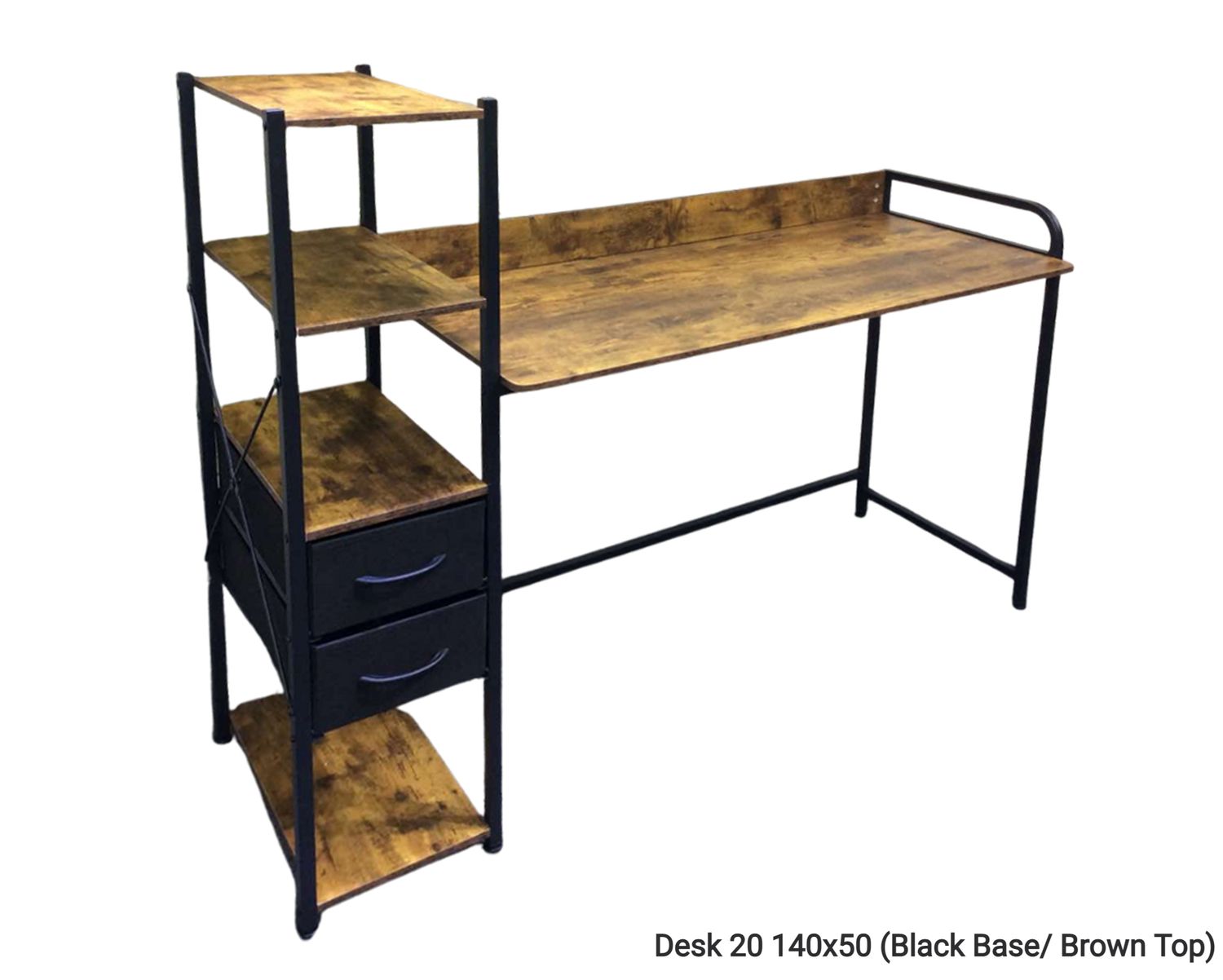 Ofix Desk 20 (Brown), Model:: Desk 20 140x50 (Black Base/ Brown Top)