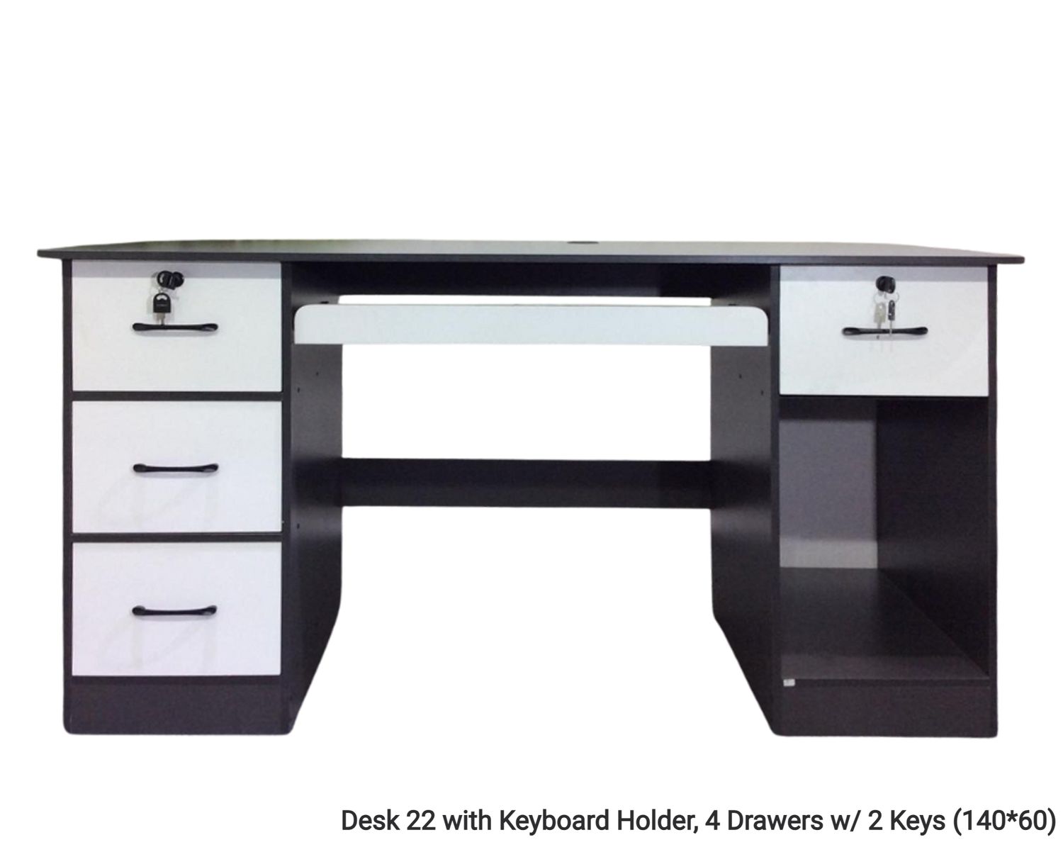 Ofix Desk 22 with Keyboard Holder, 4 Drawers w/ 2 Keys, Model:: Desk 22 with Keyboard Holder, 4 Drawers w/ 2 Keys (140*60)