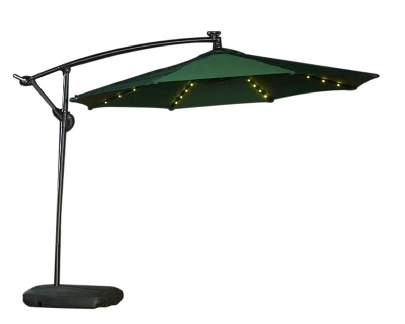 Ofix Makayla With Led Light Solar Panel &amp; Cross Base Patio Umbrella (3M) (Green)