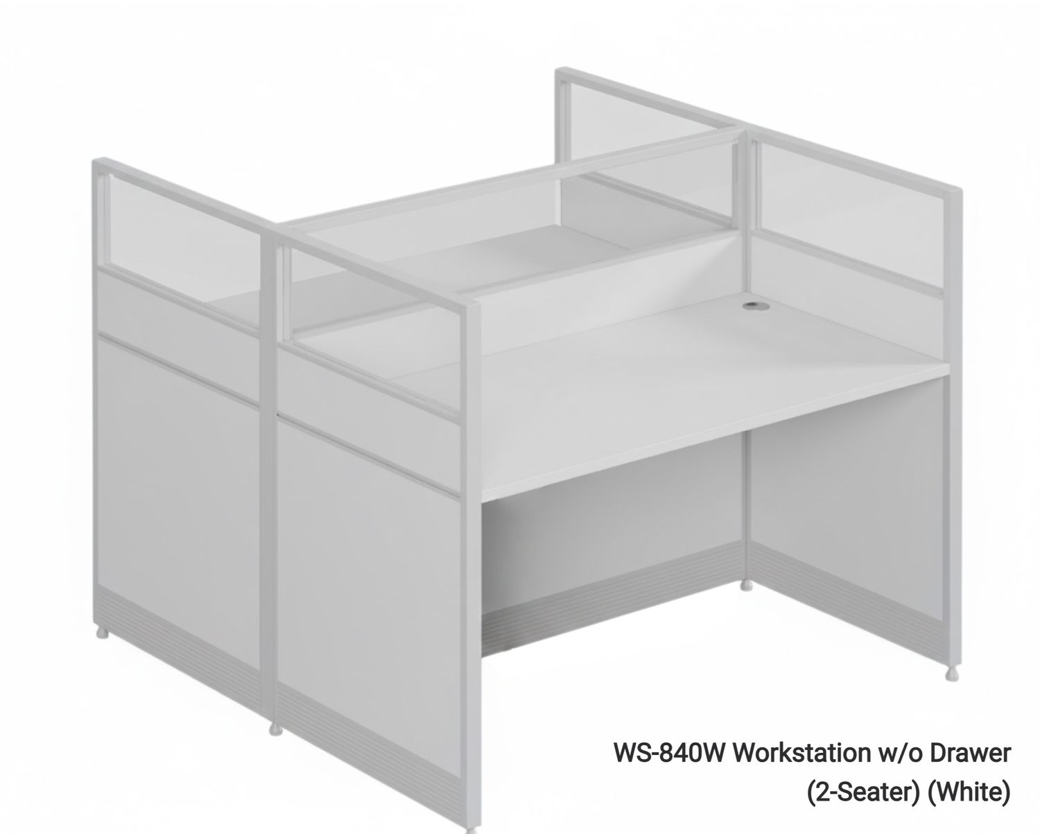 Ofix WS-840 2 Seater Workstation Partition Cubicle (White), Model: WS-840W Workstation w/o Drawer (2-Seater) (White)