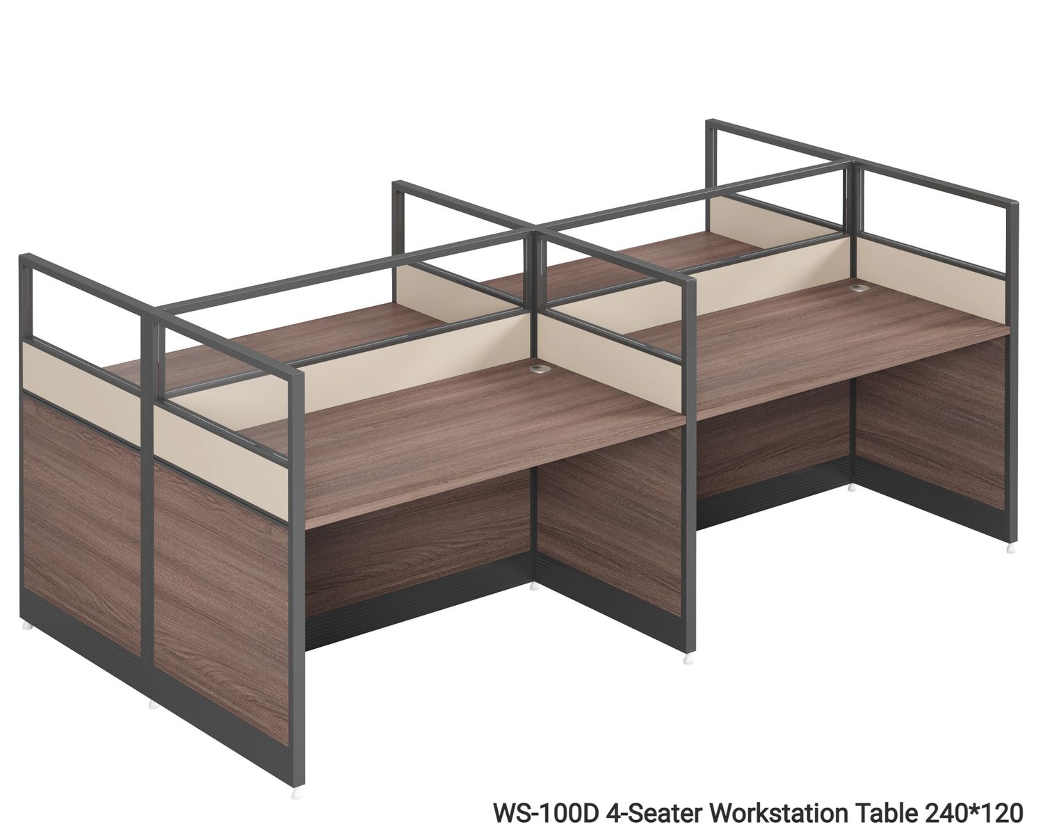 Ofix WS-100 4-Seater Workstation Table Partition Cubicle (White), Model: WS-100D 4-Seater Workstation Table 240*120