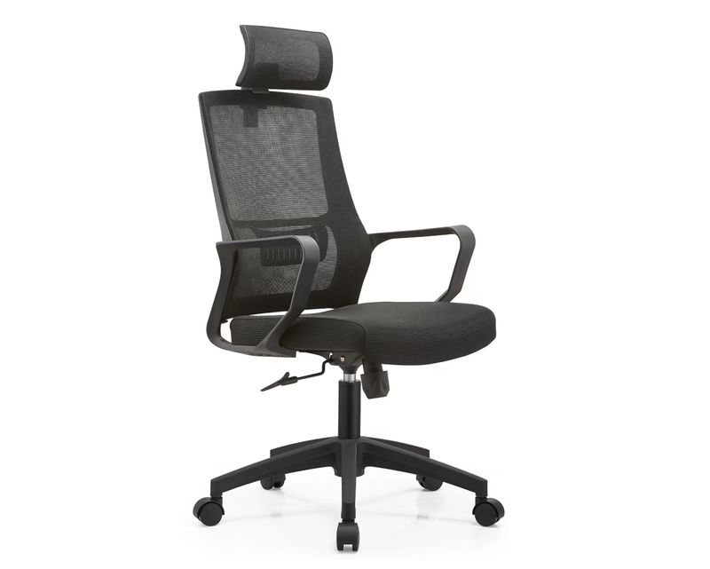 Ofix  Deluxe 44 / Deluxe-44H Nylon Base Mid Back Chair  (Black, Grey)