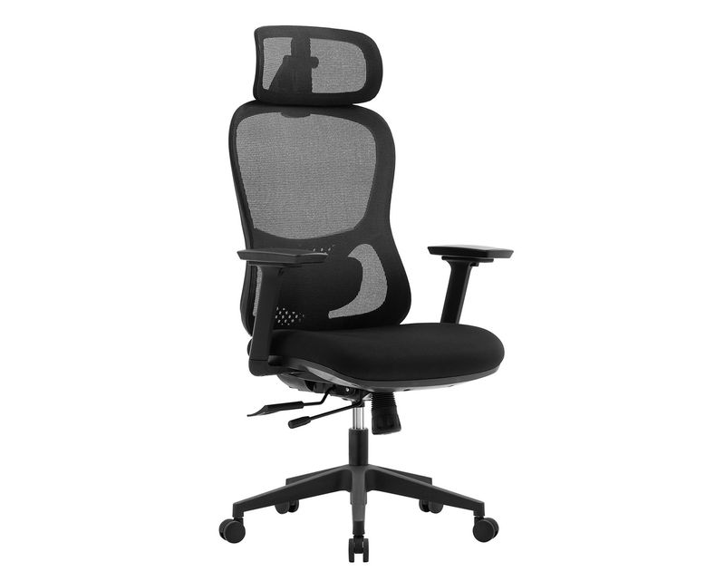 Ofix Premium SV18 High Back Mesh Chair, Adjustable Headrest, 3D Adjustable Armrest, w/ Seat Slide (Black)