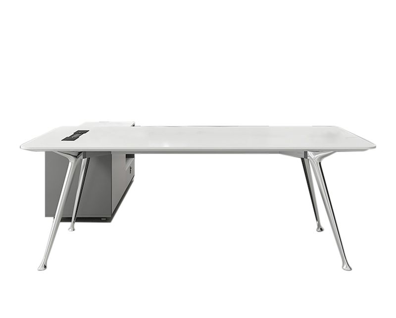 Ofix ET340Q Executive Desk with Side Cabinet (White)