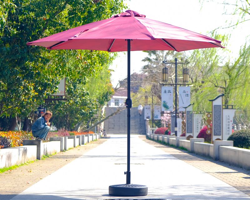 Ofix Cataleya Iron Frame with Marble Stone Base Patio Umbrella (2.7M) (Maroon)