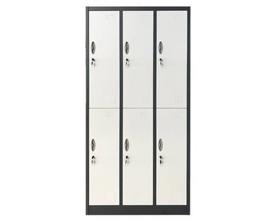 (Sale) Ofix 6-Door Steel Locker Cabinet (Dents & Scratches & Missing Hanger Rod) (Dents & Scratches & Missing Hanger & Unaligned Metal Shelf)