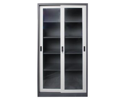 Ofix 5-Layer Glass Sliding Door Steel Cabinet (Grey+White, All White) Ofix 5-Layer Glass Sliding Door Steel Cabinet (Grey+White, All White)