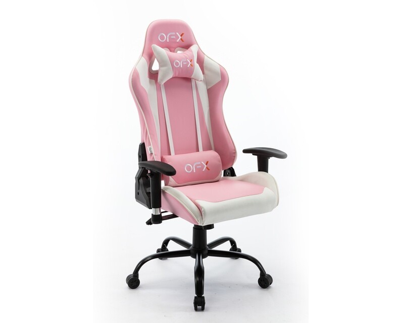 OFX Gideon Steel Base/Nylon Gaming Chair (Black+Red, White+Pink, Black+Blue)