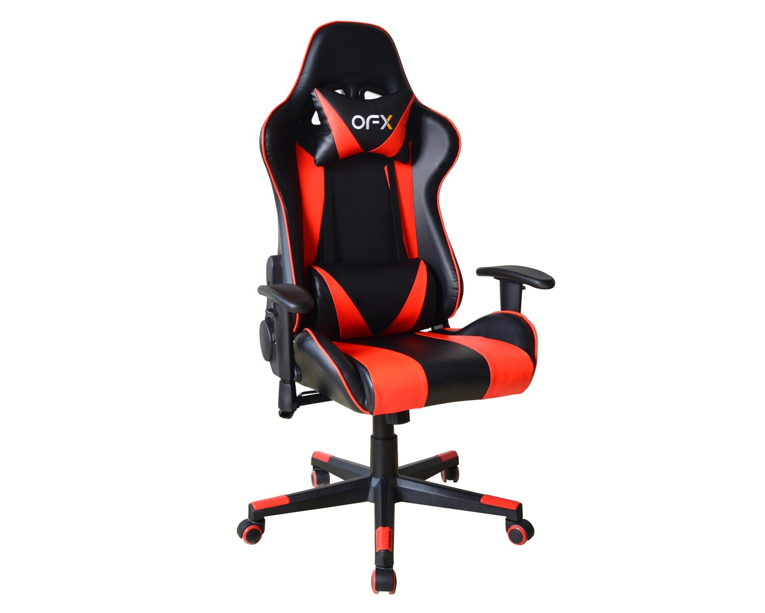 OFX Gideon Steel Base/Nylon Gaming Chair (Black+Red, White+Pink, Black+Blue), Color: OFX Gideon Nylon Base (Black+Red)