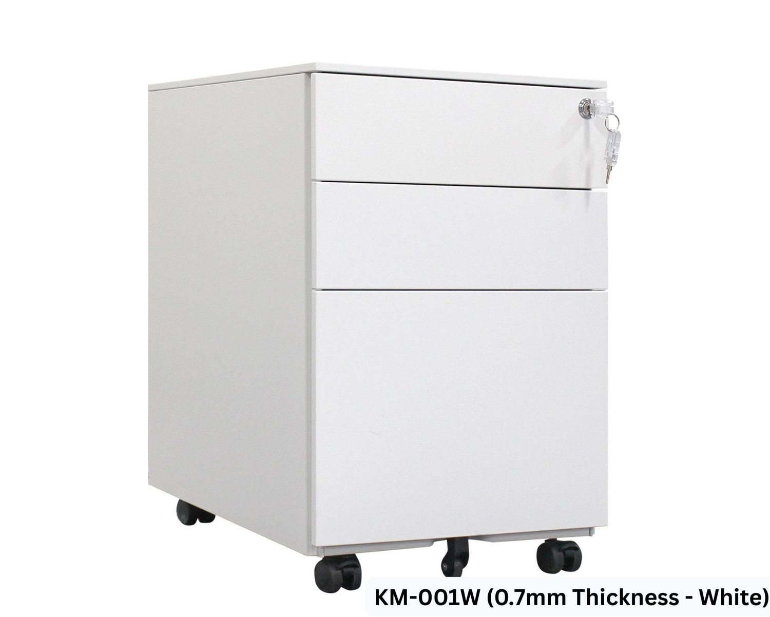 Ofix 3-Drawer Steel Mobile Pedestal (White), Model No.: KM-001W (0.7mm Thickness - White) (SOLD OUT, PRE-ORDER FOR EARLY JULY)