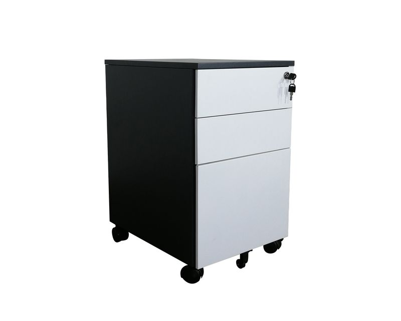 Ofix 3-Drawer Steel Mobile Pedestal (White, Dark Grey+White, Dark Grey)