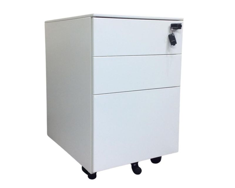Ofix 3-Drawer Steel Mobile Pedestal (White, Dark Grey+White, Dark Grey)