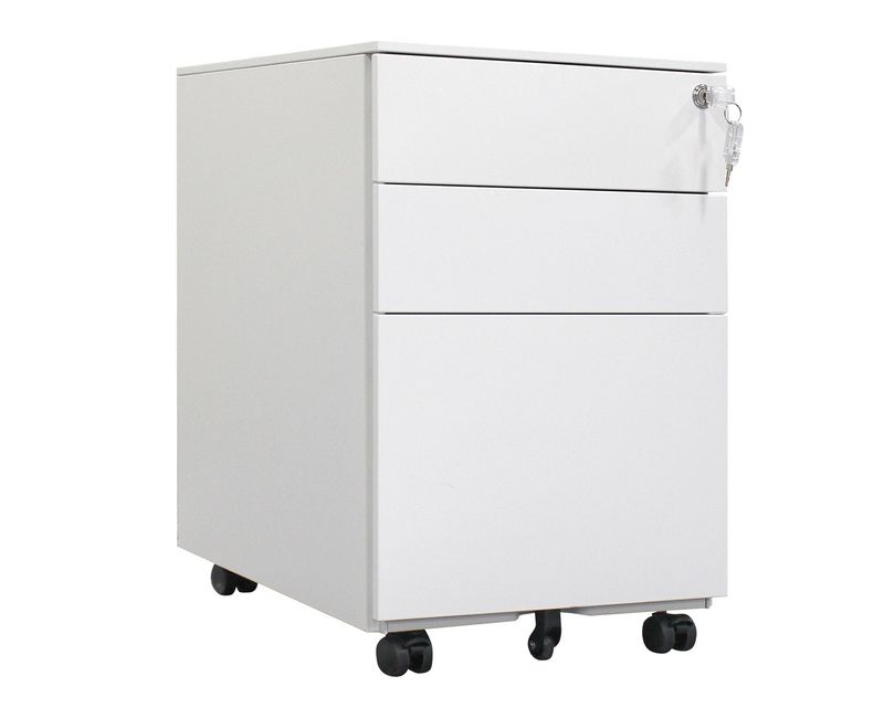 Ofix 3-Drawer Steel Mobile Pedestal (White, Dark Grey+White, Dark Grey)