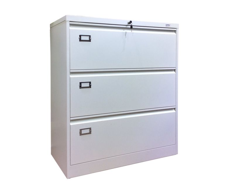 Ofix Lateral 3-Drawer Steel Filing Cabinet (White)