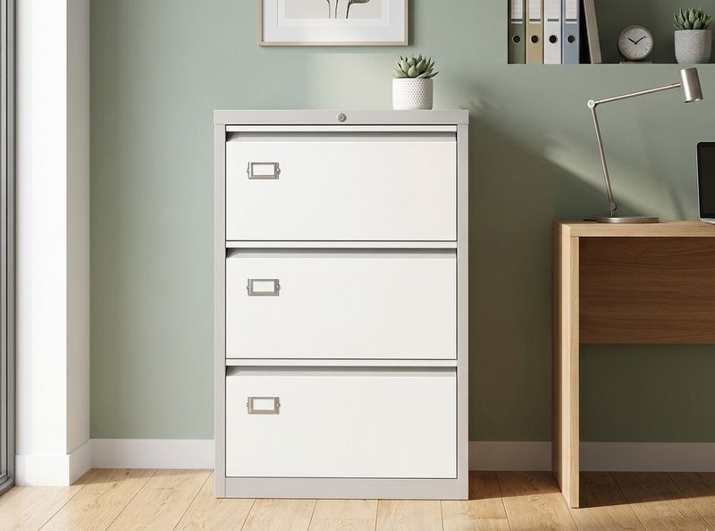 Ofix Lateral 3-Drawer Steel Filing Cabinet (White)
