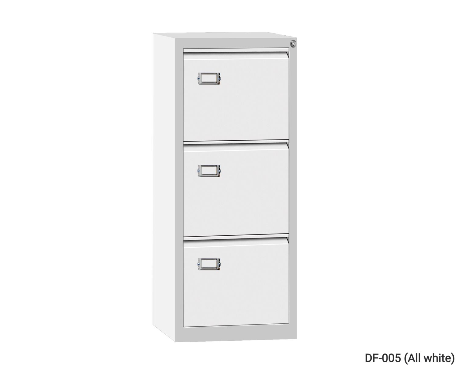Ofix Vertical 3-Drawer Steel Filing Cabinet (Grey+White, All White), Model No.:: DF-005 (0.6mm Thickness - All White)