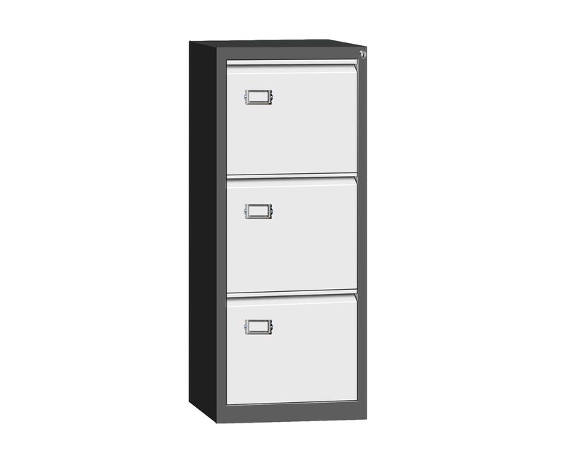 Ofix Vertical 3-Drawer Steel Filing Cabinet (Grey+White, All White)