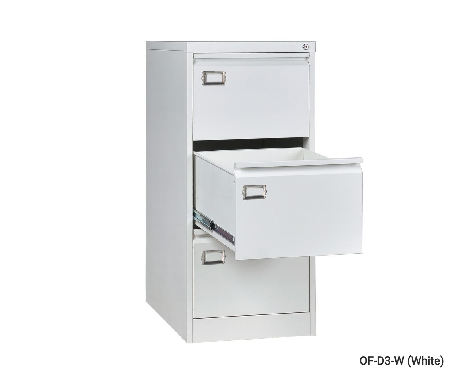 Ofix Vertical 3-Drawer Steel Filing Cabinet (Grey+White, White), Model No.:: OF-D3-W (White)