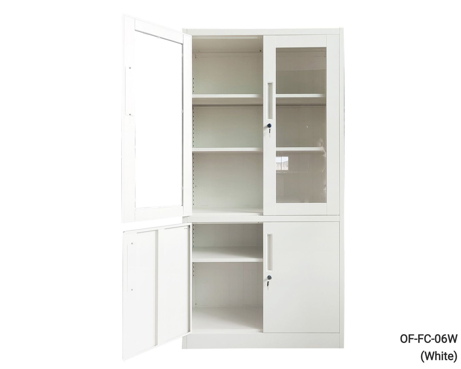 Ofix 5-Layer Glass &amp; Metal Swing Door Steel Cabinet (White), Model:: OF-FC-06W 5-Layer Glass &amp; Metal Swing Door Steel Cabinet (White)