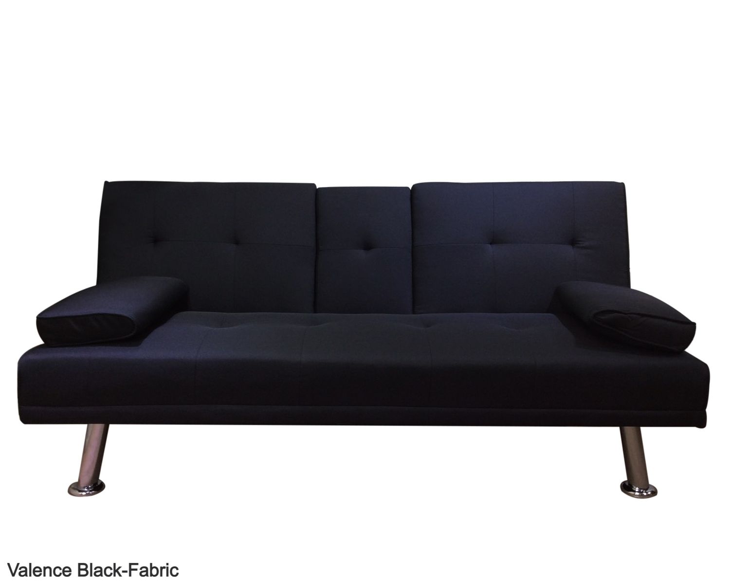 Flotti Valence Sofa Bed with Cup Holder and Pillow (Grey, Black, Pink, Brown, White, Blue), Colors:: Valence Fabric Sofa Bed (Black)