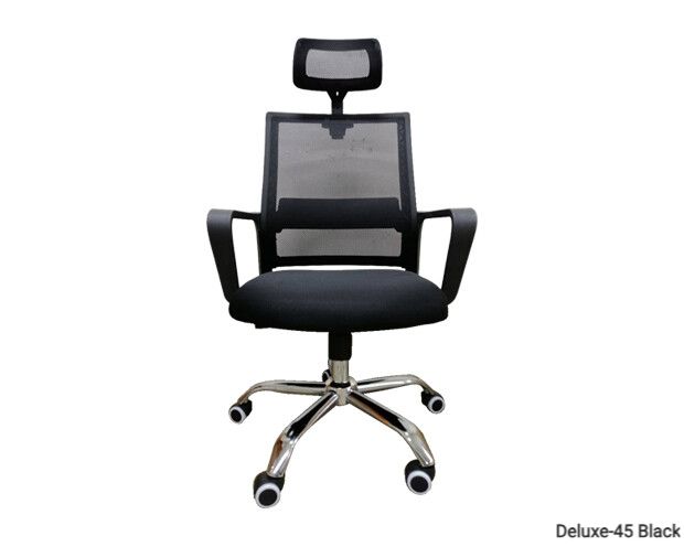 Ofix Deluxe-45 High Back Mesh Chair (Red, Orange, Blue, White, Grey), Color: Deluxe-45 Black (Best Seller-Limited Stock)
