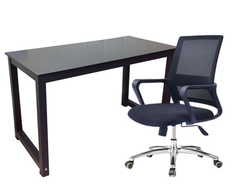 Ofix Desk 6 Table &amp; Chair Set (120x60) (Teakwood, Black, White)