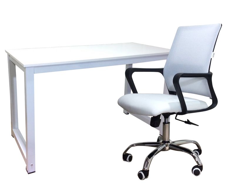 Ofix Desk 6 Table &amp; Chair Set (120x60) (White, Black)