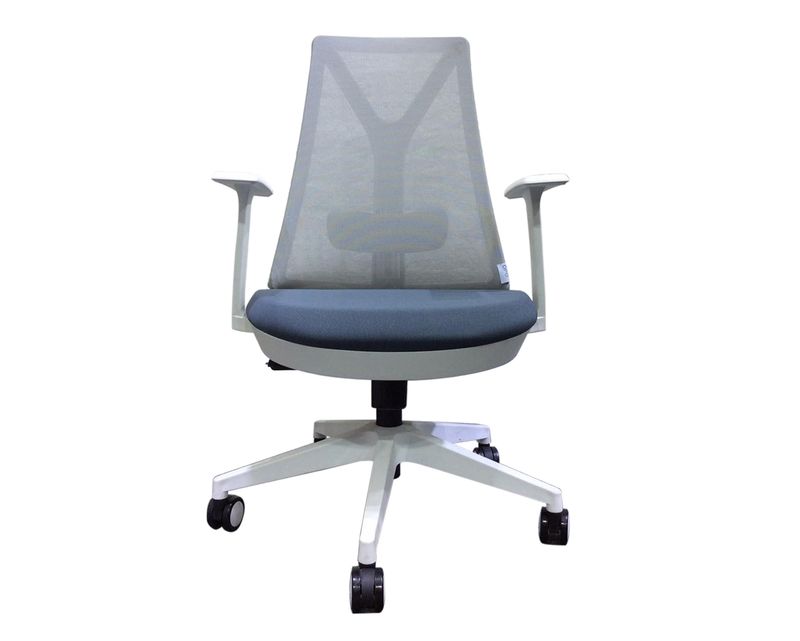 Ofix  Korean-109 Mid Back Mesh Chair (Blue+Grey, All White)