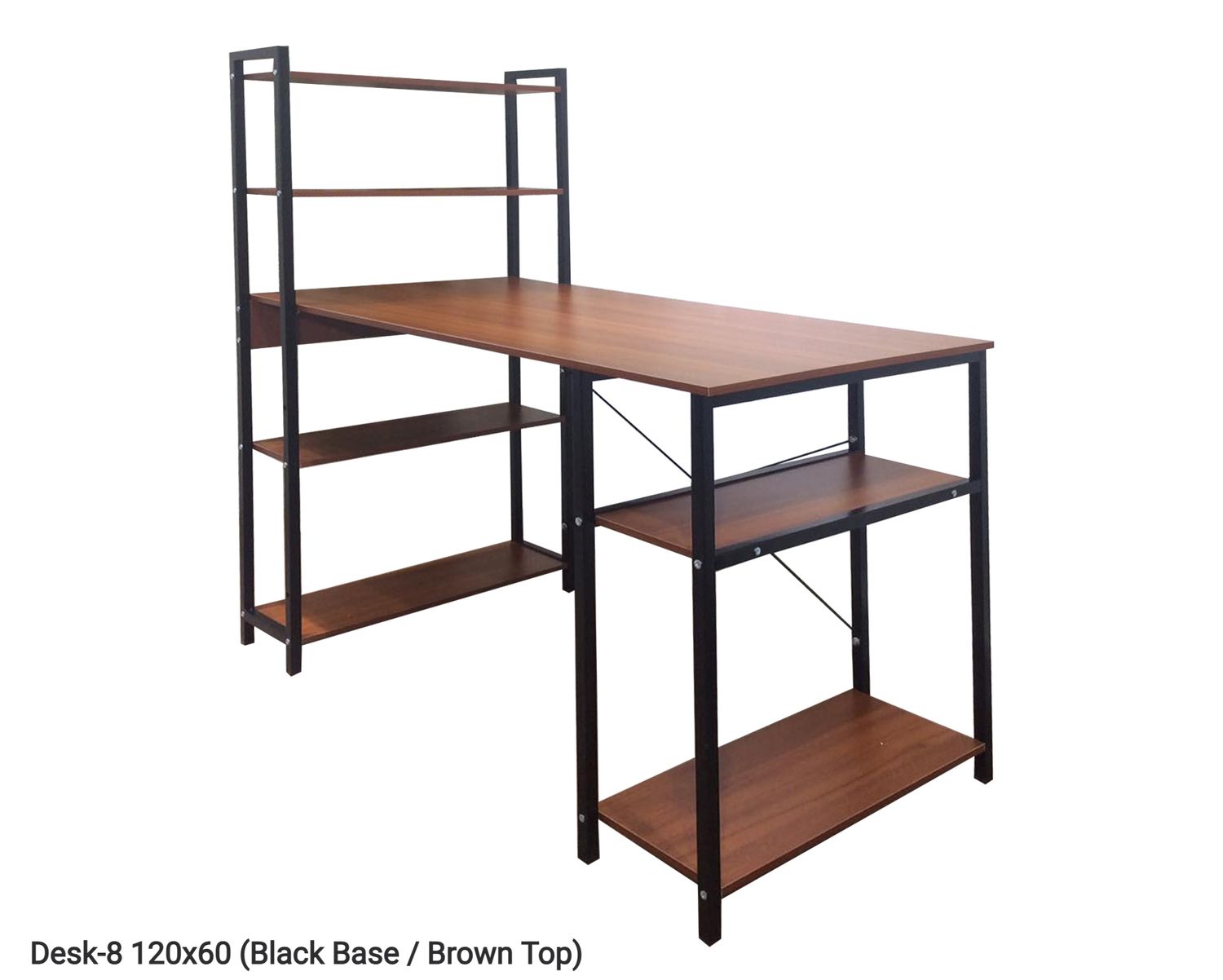 Ofix Desk 8 (Brown Top) (120x60), Model:: Desk-8 120x60 (Black Base/Brown Top)