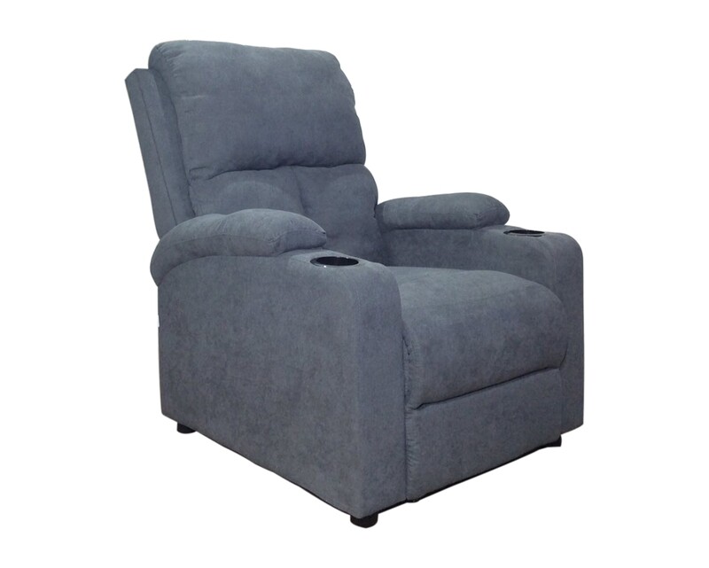 Flotti Omega Push Back Recliner with Cup Holder (Fabric/ PU Leather) (Grey, Black, Aegean Teal, Brown, Green, Black)