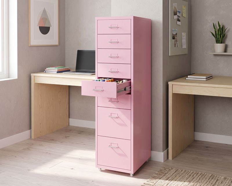 Ofix Metal 8-Drawer Steel Cabinet (Red, Pink)