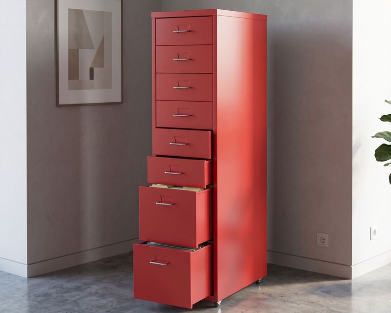 Ofix Metal 8-Drawer Steel Cabinet (Red, Pink)
