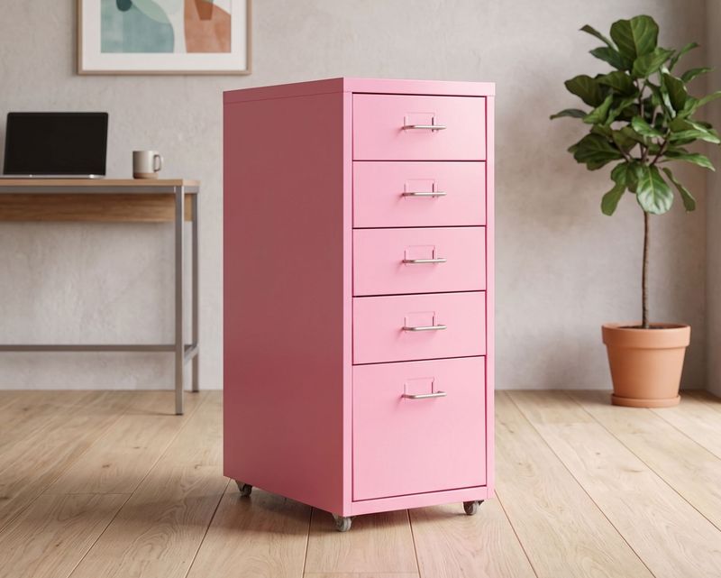 Ofix Metal 5-Drawer Steel Cabinet (Pink)